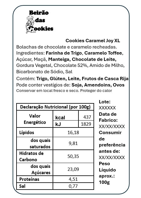 valor nutricional bolacha de caramelo caseira com caramelo salgado
