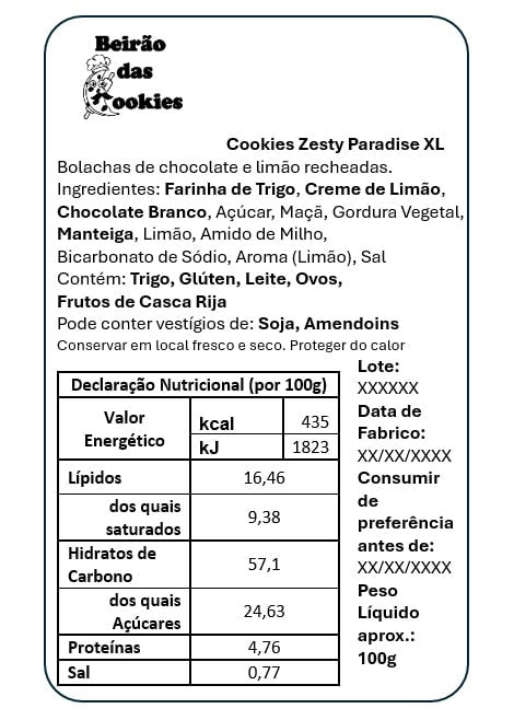 valor nutricional bolacha de limao caseira com creme de limão
