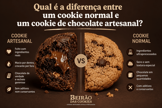 Qual é a diferença entre um cookie normal e um cookie de chocolate artesanal?