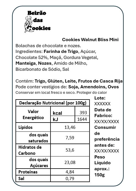 valor nutricional bolacha de chocolate e nozes caseira rustica